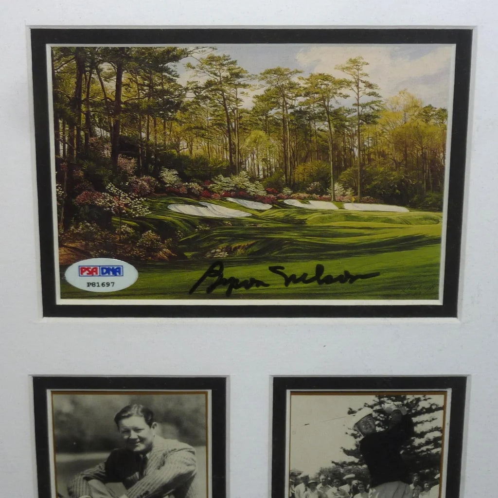 Deluxe framed Byron Nelson autographed 8x10 photo of Arnold Palmer signed golf course