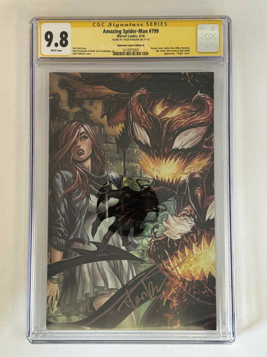 Amazing Spider-Man #799 Signed by Tyler Kirkham Exclusive Virgin Variant CGC 9.8 SS Yellow Label 📕 Unknown Comics