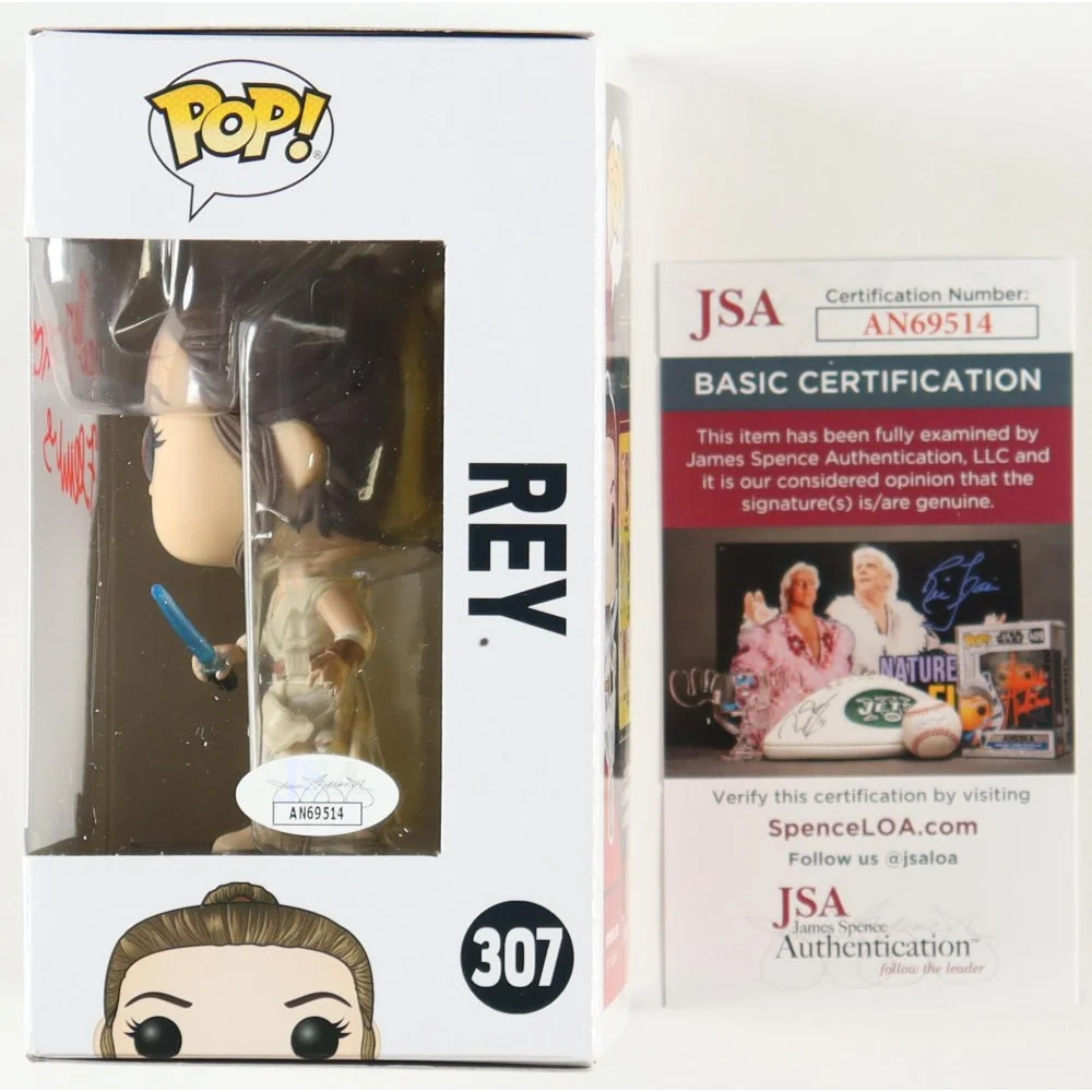 Star Wars Cailey Fleming Funko Pop Rey figure with JSA authentication