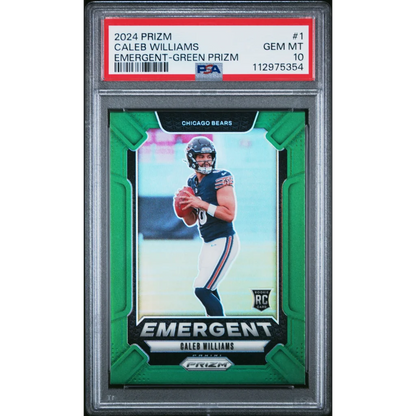 Caleb Williams 2024 Prizm Emergent Green PSA Gem MT 10 card