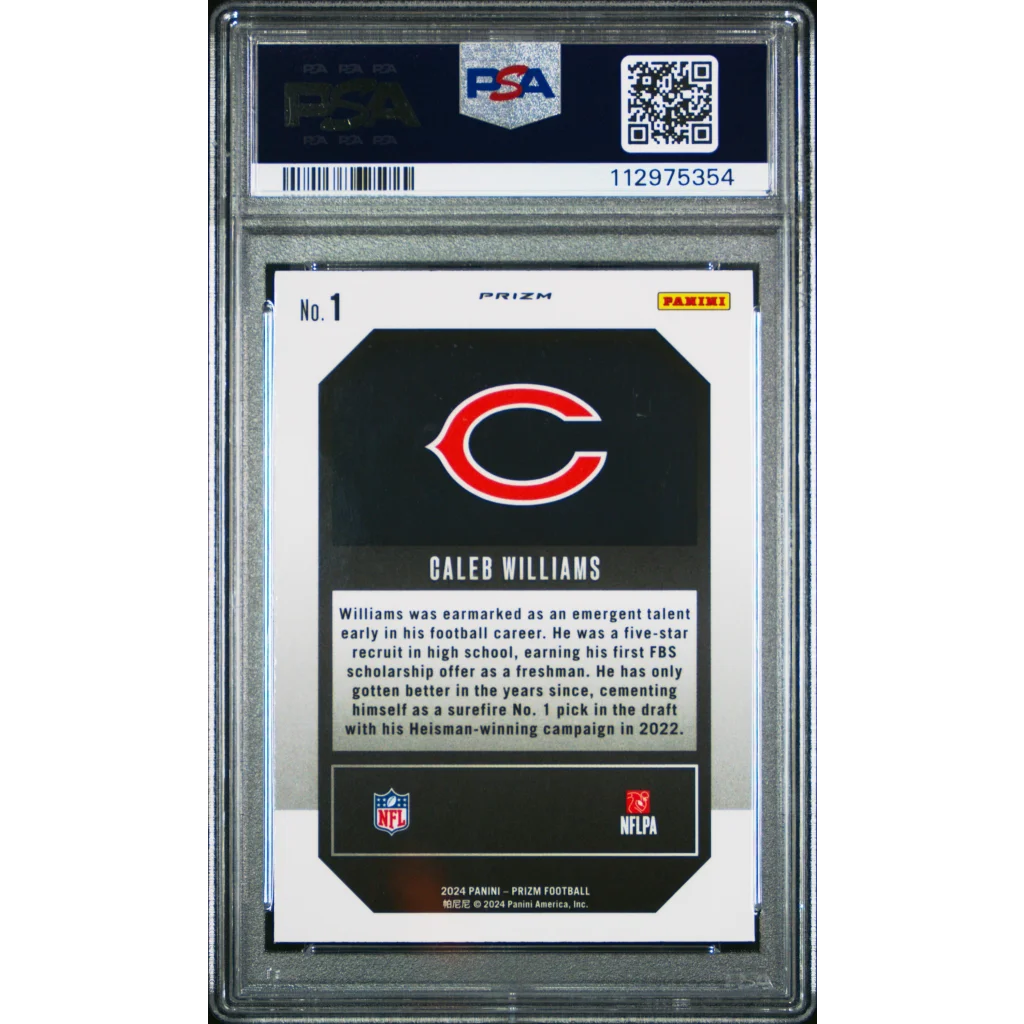 Caleb Williams 2024 Panini Prizm Emergent Green PSA Gem MT 10 card