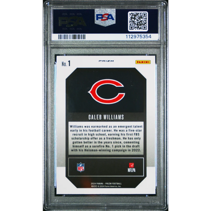 Caleb Williams 2024 Panini Prizm Emergent Green PSA Gem MT 10 card