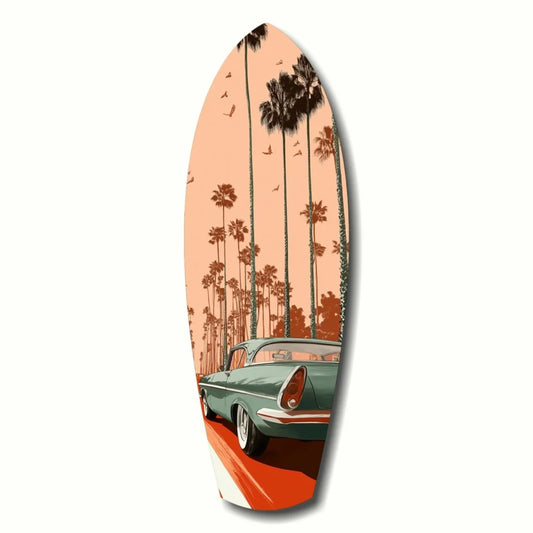 California Dreams Surfboard Tempered Glass Art | Insigneart USA | vintageantiquesgifts.com