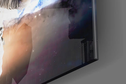 Warm Nebula Floating Astronaut Glass Wall Art