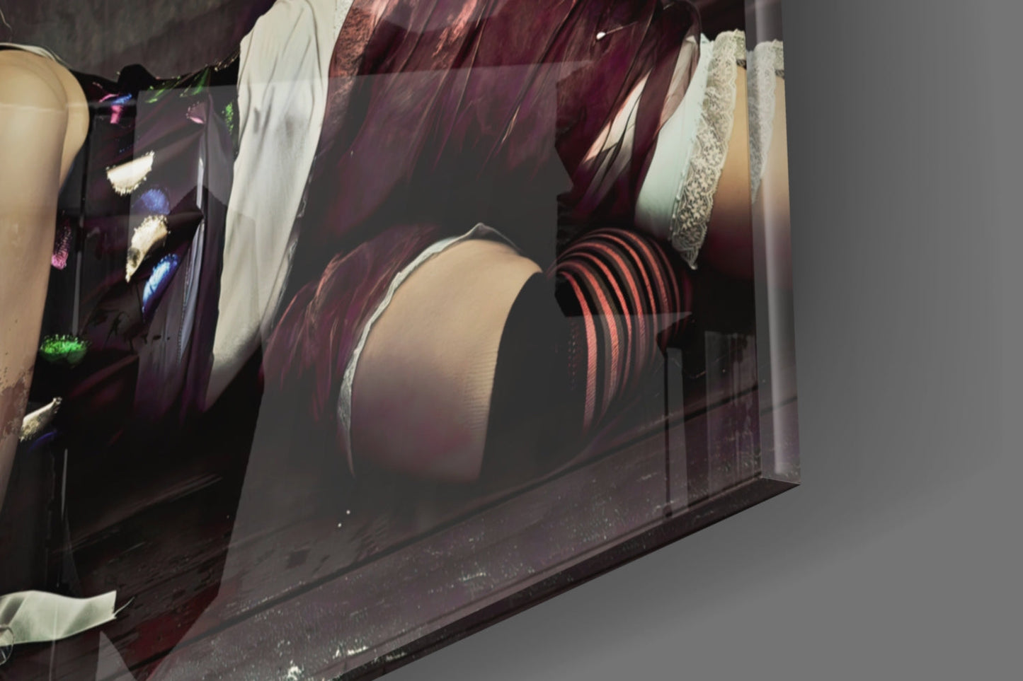 Reclining Circus Jester Woman Glass Wall Art