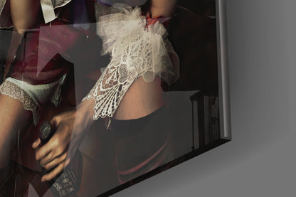Top Hat Jester Woman With Cigar Glass Wall Art