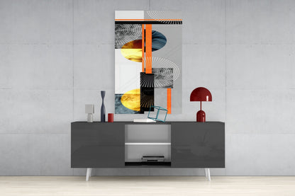 Orange Gold Geometric Circles Glass Wall Art