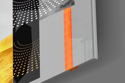 Orange Gold Geometric Circles Glass Wall Art