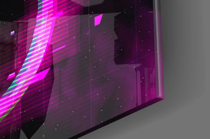 Glitch Neon Ring Magenta Haze Glass Wall Art
