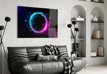 Glitch Neon Ring Magenta Haze Glass Wall Art