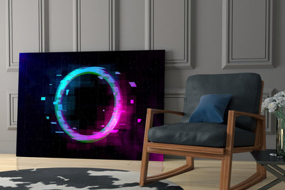 Glitch Neon Ring Magenta Haze Glass Wall Art