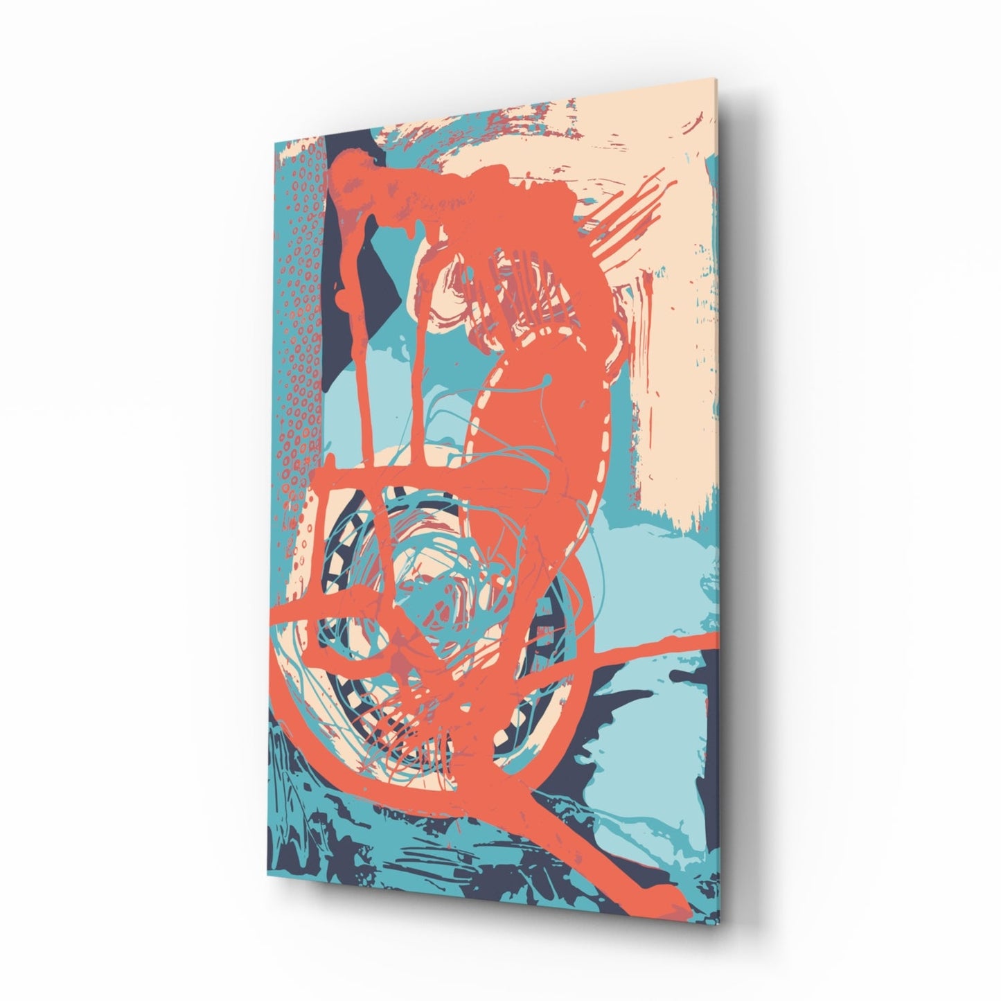 Orange Brushstroke Figure Glass Wall Art
