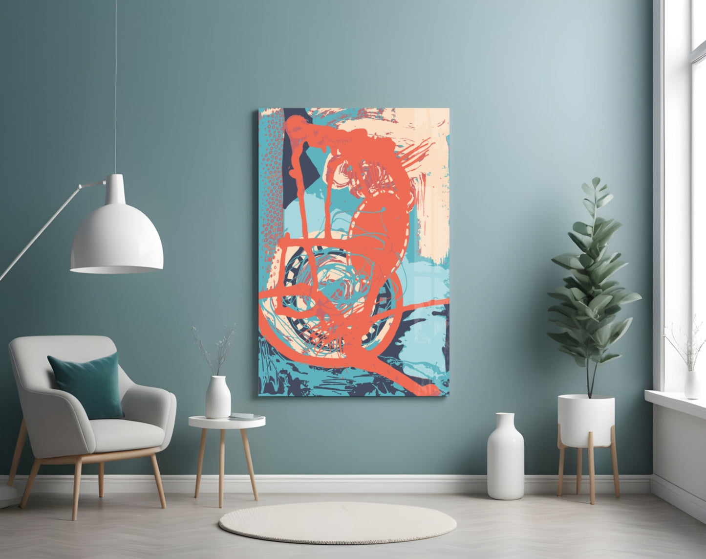 Orange Brushstroke Figure Glass Wall Art