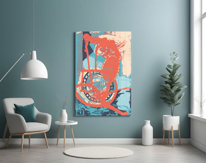 Orange Brushstroke Figure Glass Wall Art