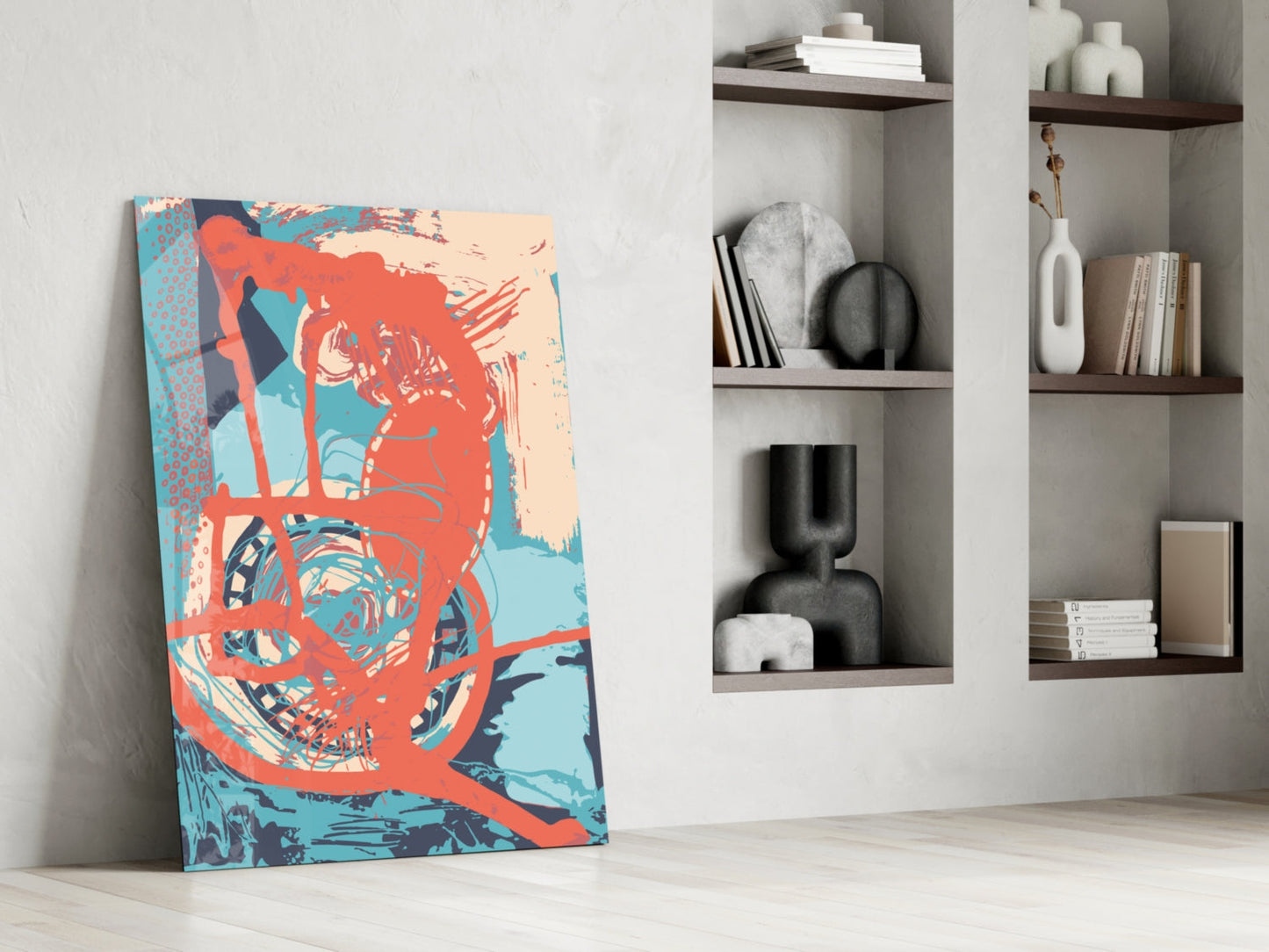 Orange Brushstroke Figure Glass Wall Art