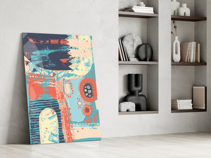 Folk Bloom Collage Glass Wall Art