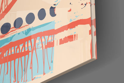 Coral Doodle Lines Glass Wall Art