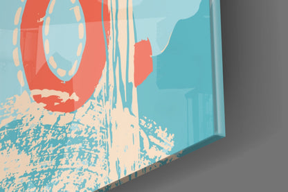 Coral Scribble Spiral Glass Wall Art