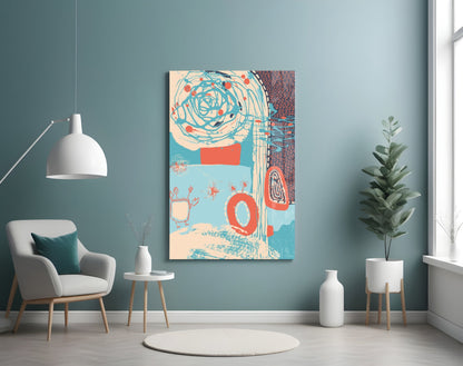 Coral Scribble Spiral Glass Wall Art