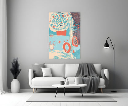 Coral Scribble Spiral Glass Wall Art