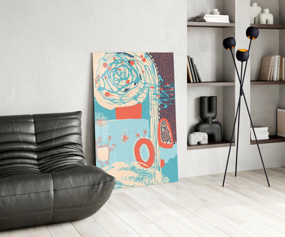 Coral Scribble Spiral Glass Wall Art