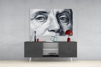 Engraved Banknote Portrait Eyes Glass Wall Art