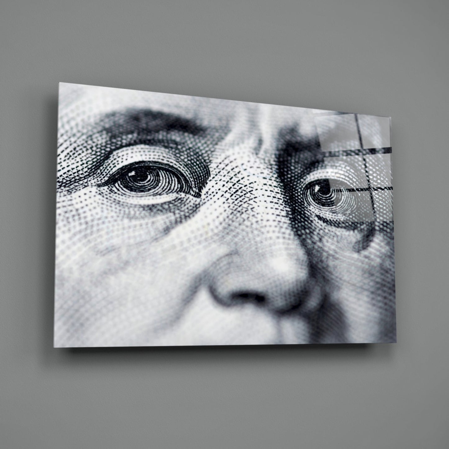 Engraved Banknote Portrait Eyes Glass Wall Art