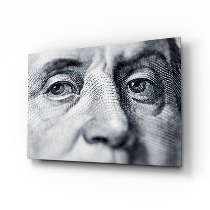 Engraved Banknote Portrait Eyes Glass Wall Art
