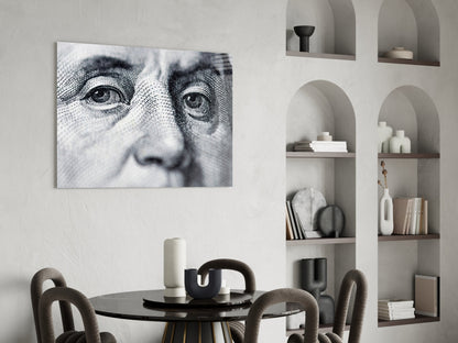Engraved Banknote Portrait Eyes Glass Wall Art