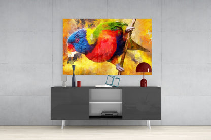 Rainbow Lorikeet Painting Glass Wall Art