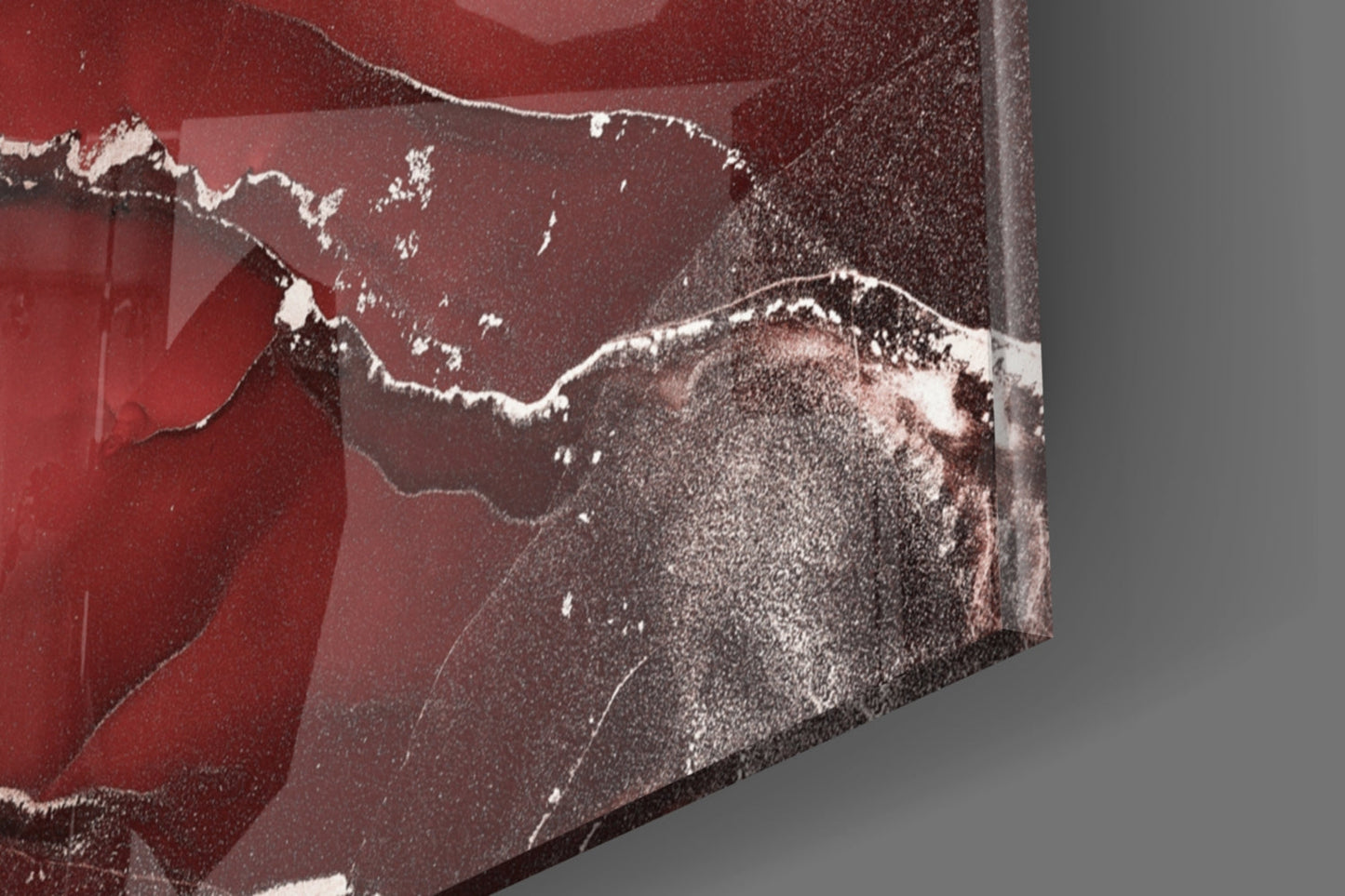 Crimson Red Veined Marble Glass Wall Art