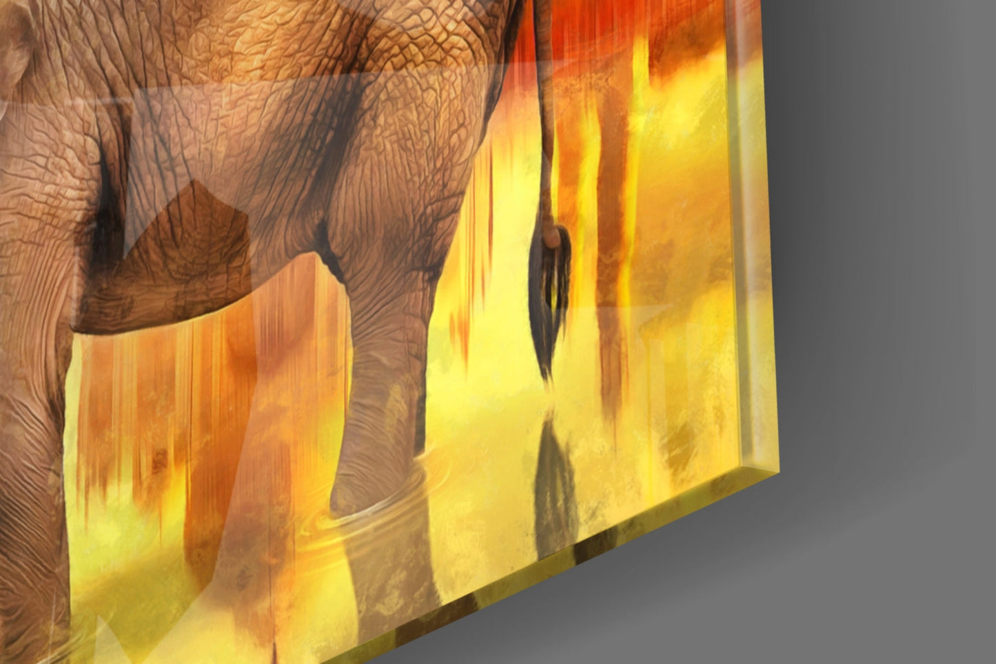 Taj Mahal Sunset Elephant Glass Wall Art
