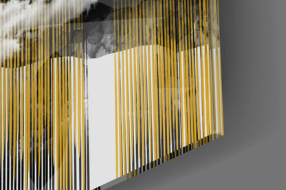 Golden Moon Mountain Landscape Glass Wall Art