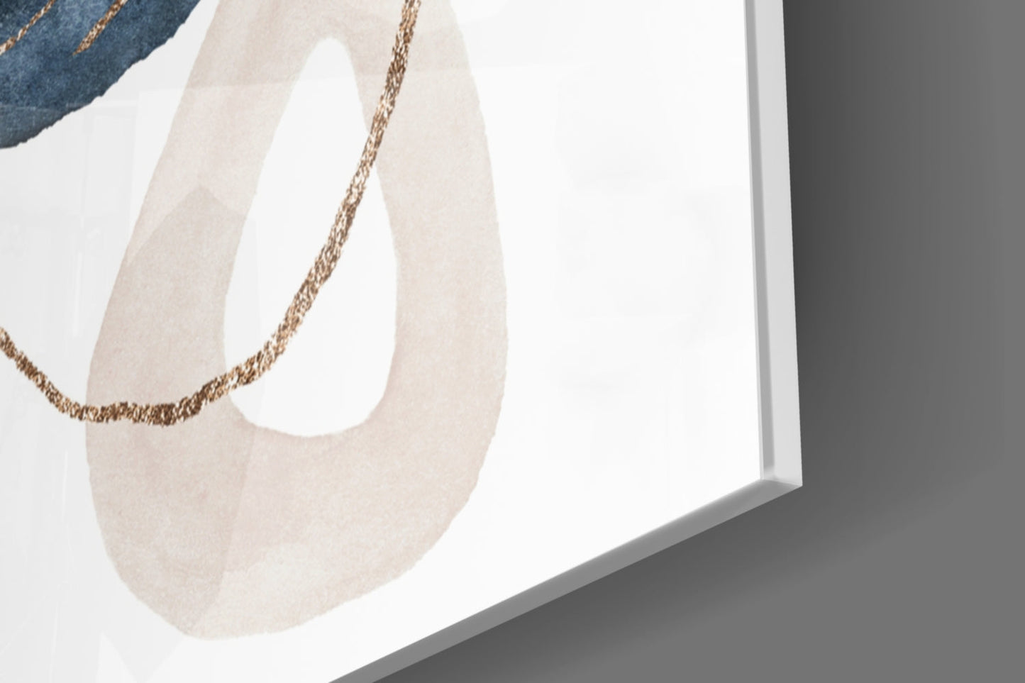 Navy and Blush Abstract Shapes Glass Wall Art