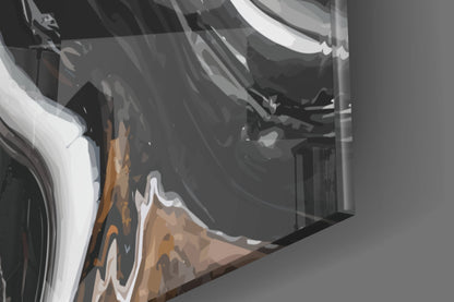 Black Agate Orange Swirl Glass Wall Art