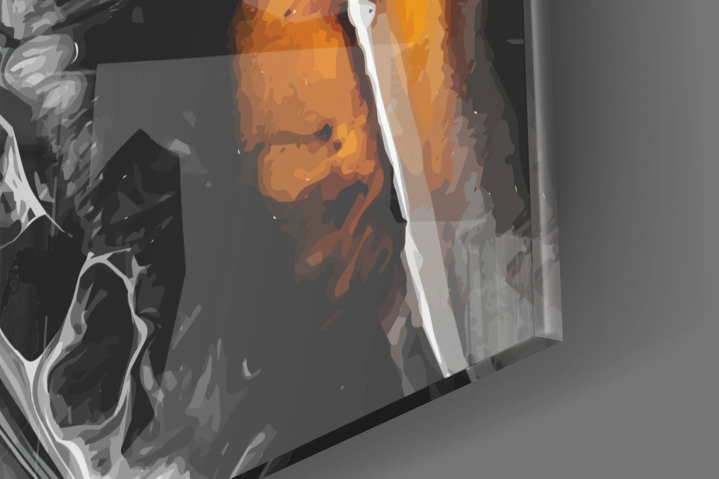 Orange Black Marble Swirl Glass Wall Art