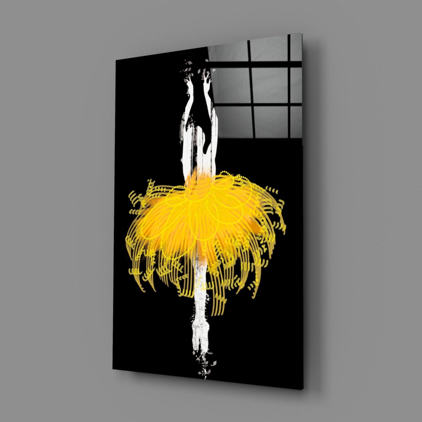 Golden Glow Tutu Ballerina Glass Wall Art