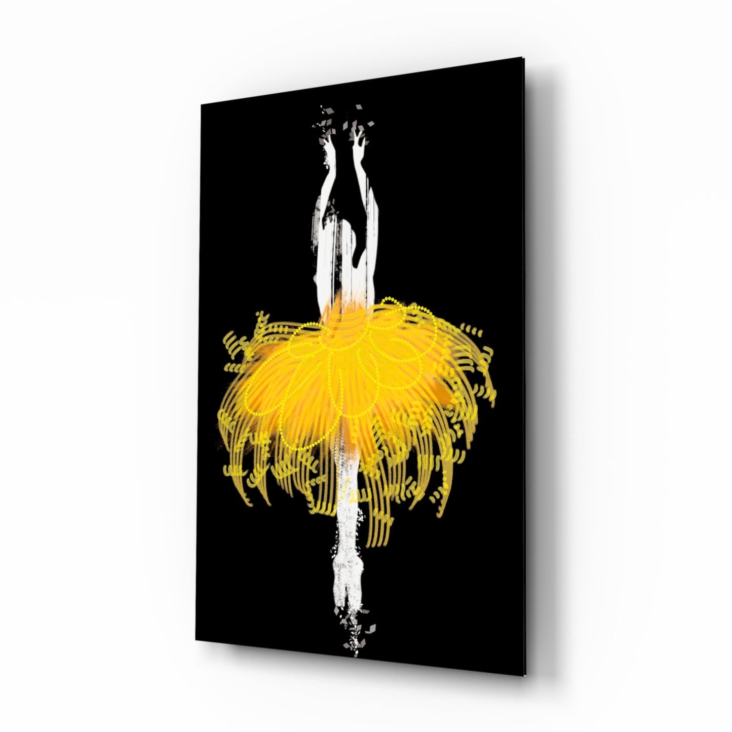 Golden Glow Tutu Ballerina Glass Wall Art