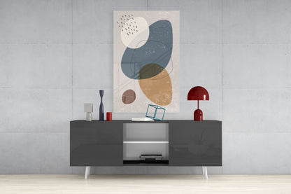 Blue Olive Blobs Dash Accents Glass Wall Art