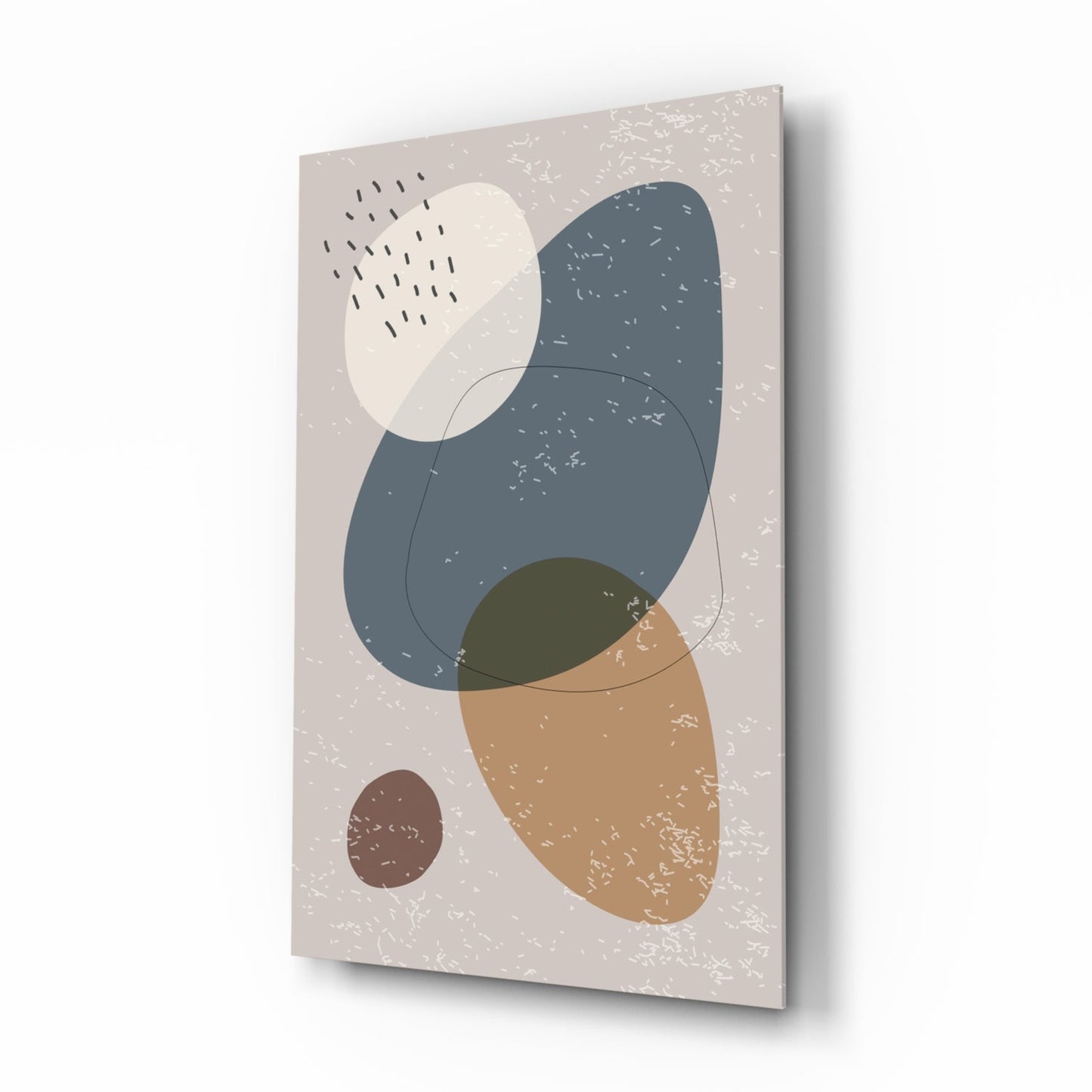 Blue Olive Blobs Dash Accents Glass Wall Art
