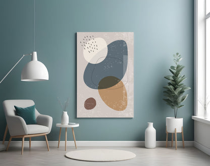 Blue Olive Blobs Dash Accents Glass Wall Art