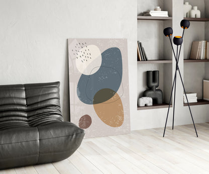 Blue Olive Blobs Dash Accents Glass Wall Art