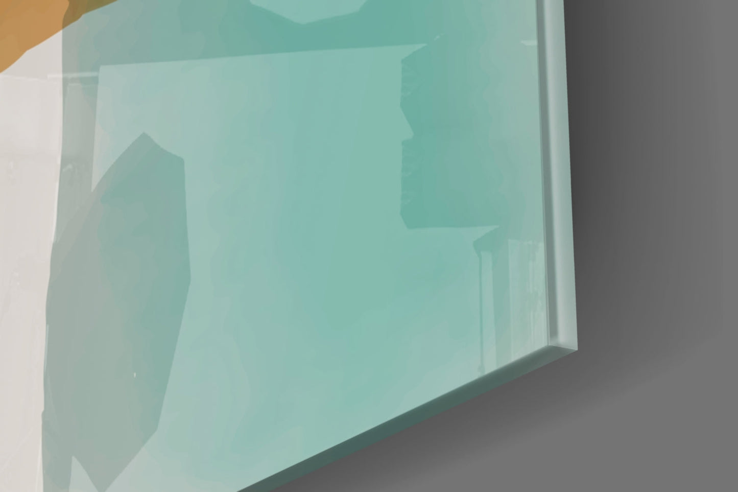 Ochre Teal Blocks Line Stripes Glass Wall Art