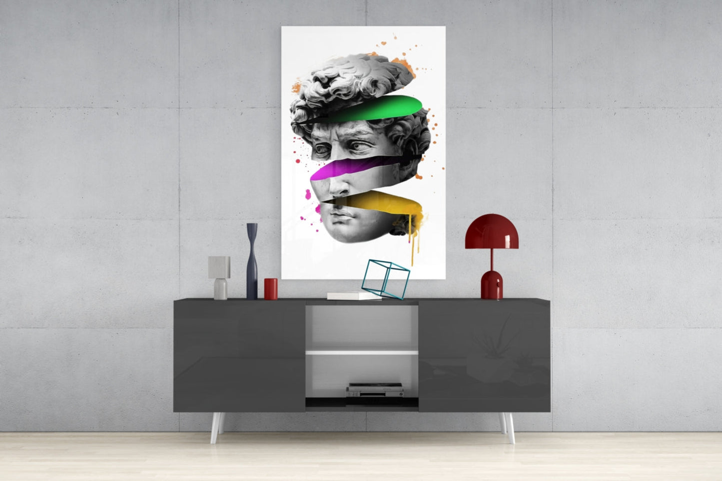 Neon Bands Sliced David Glass Wall Art
