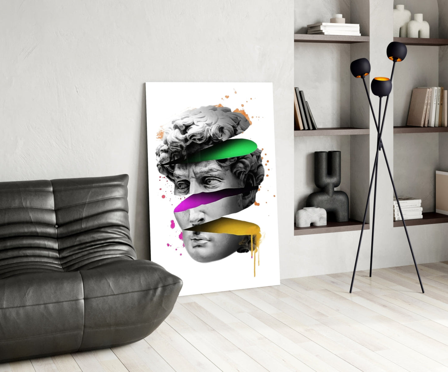 Neon Bands Sliced David Glass Wall Art