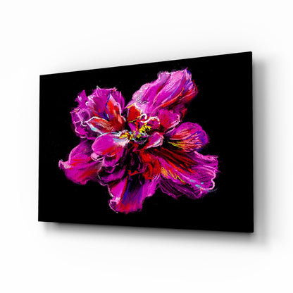 Magenta and Red Painted Peony Glass Wall Art