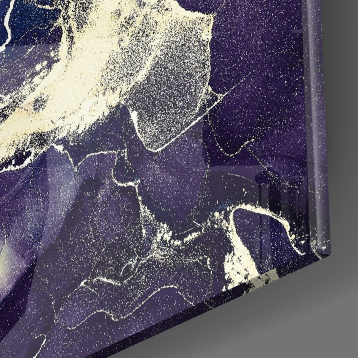 Midnight Navy Gold Ink Glass Wall Art