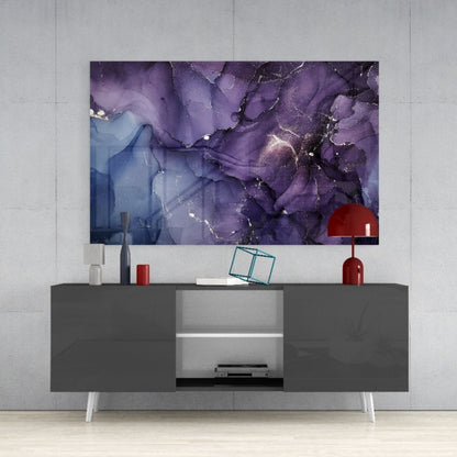 Purple Lavender Gold Ink Glass Wall Art