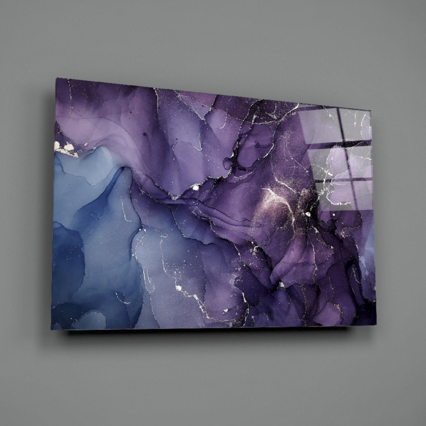 Purple Lavender Gold Ink Glass Wall Art