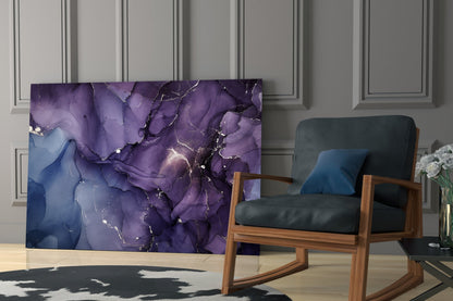 Purple Lavender Gold Ink Glass Wall Art